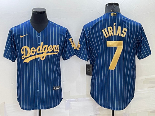 Men's Los Angeles Dodgers #7 Julio Urías Navy Gold Cool Base Stitched Baseball Jersey
